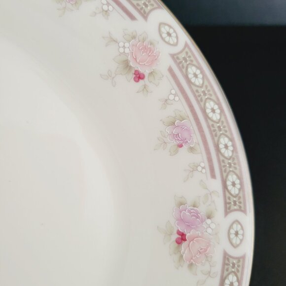 Vintage Royal Doulton Vogue Elegance 13" Oval Serving Platter Tan Edge Pink Rose - Picture 3 of 9